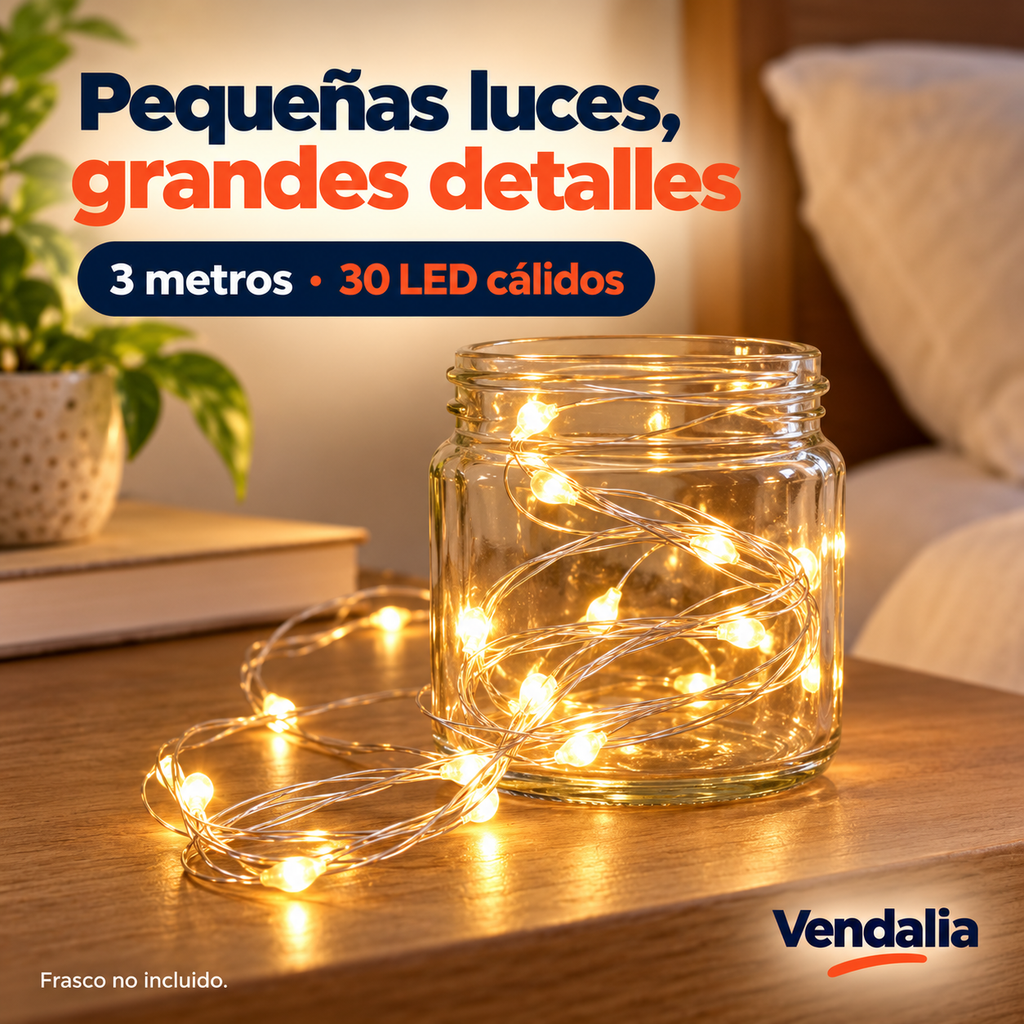 Guirnalda de alambre con 30 LED cálidos — Vendalia