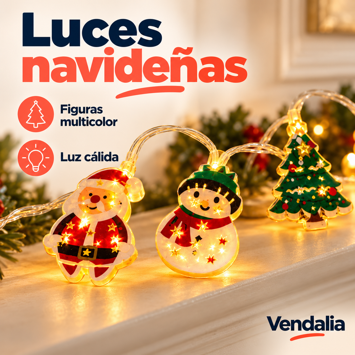 Luces navideñas · presentación Vendalia · SKU 51439