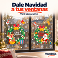 Vinil navideño impreso con coronas, Santa y reno — Vendalia.
