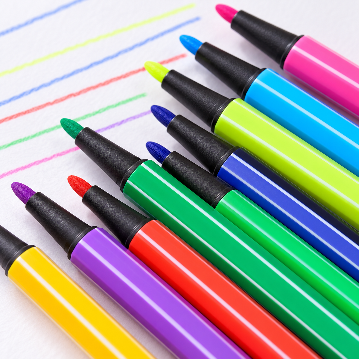 Detalle de las puntas y colores de los plumones; contenido parcial — Vendalia