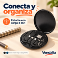 Estuche de carga 4 en 1 abierto, ejemplo en negro; color enviado al azar.