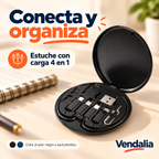 Estuche de carga 4 en 1 abierto, ejemplo en negro; color enviado al azar.
