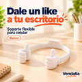 Soporte flexible para celular con manos Like en color blanco.