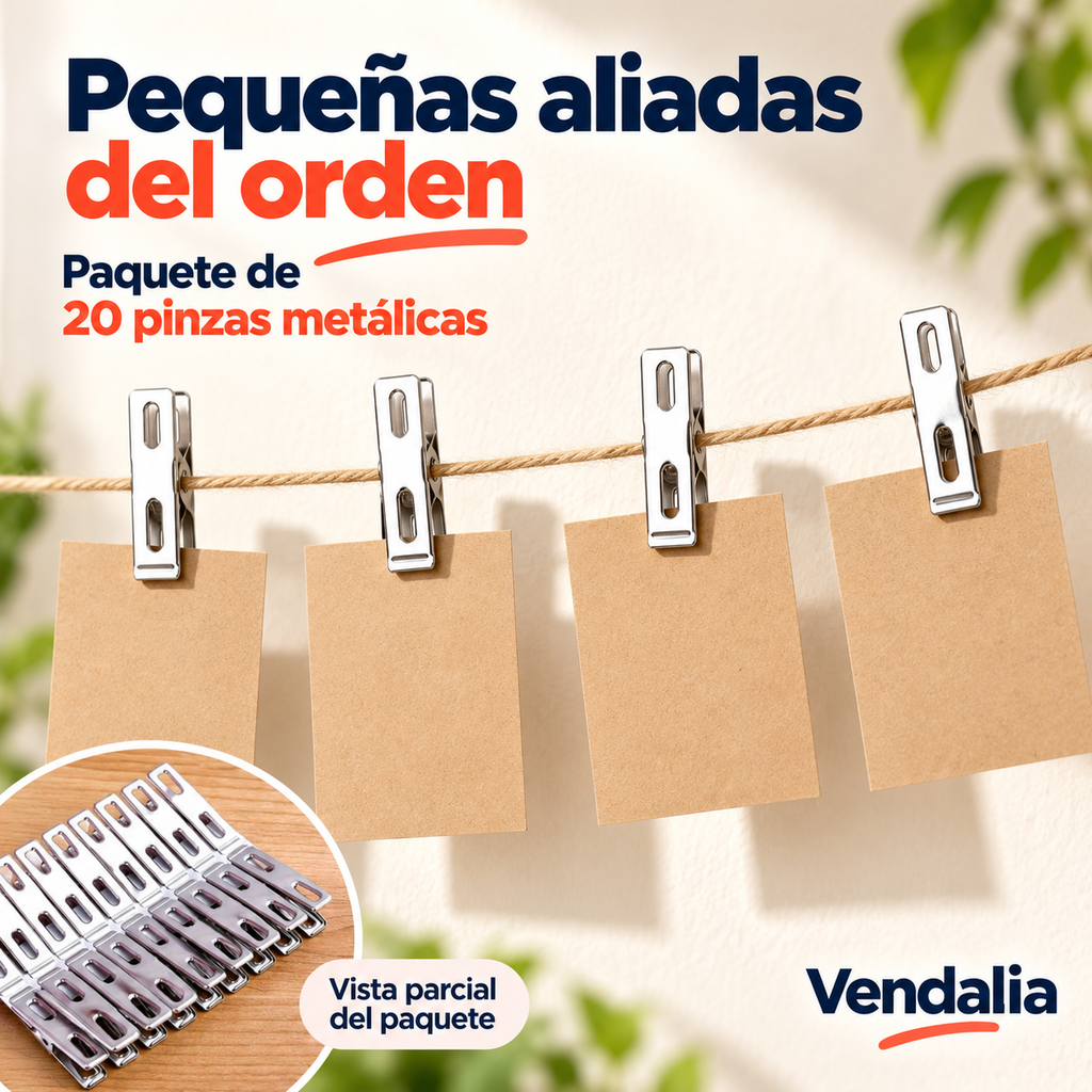 Pinzas Metálicas Multiusos · Portada Vendalia · SKU 52008