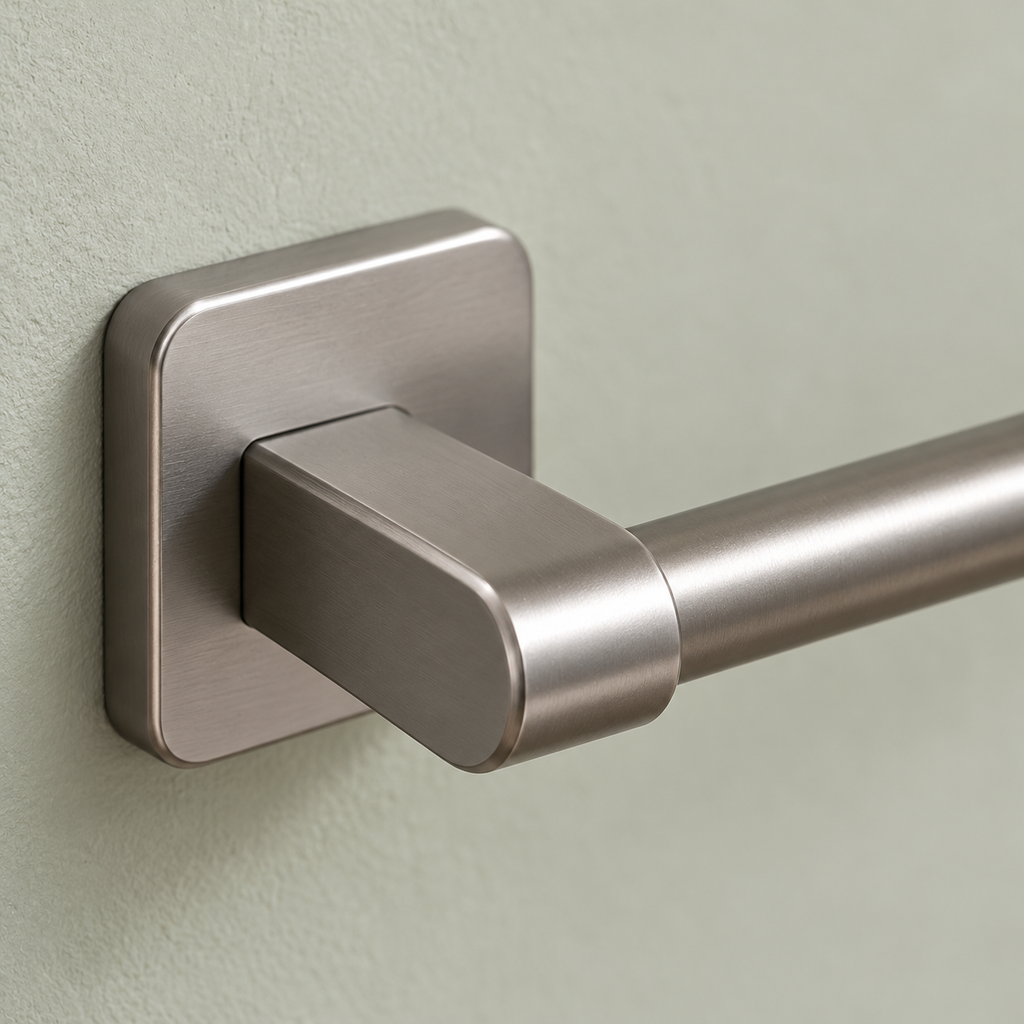 Barra gris de pared para calzado ligero o toallas — detalle