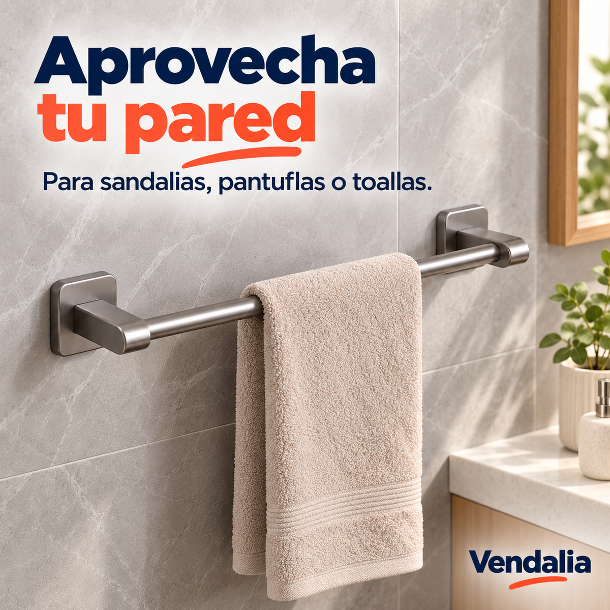Barra gris de pared para calzado ligero o toallas — Vendalia