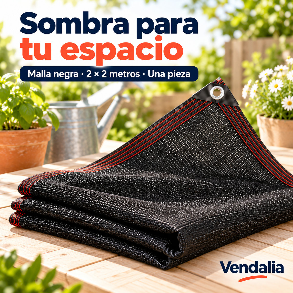 Portada Vendalia de Malla Sombra Negra para Jardín y Exterior