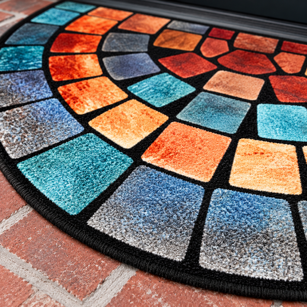 Tapete semicircular con mosaico multicolor — vista de detalle