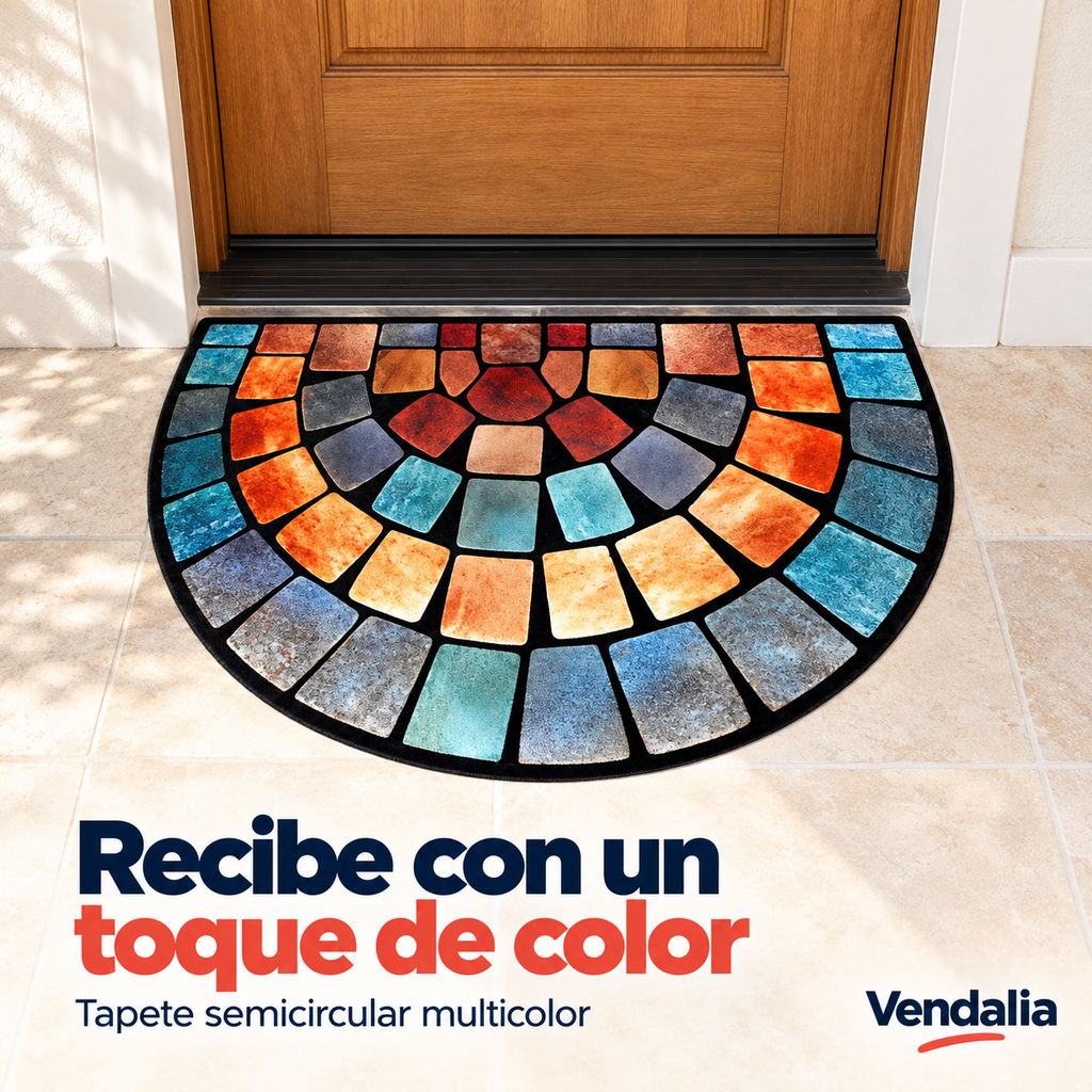 Tapete semicircular con mosaico multicolor — portada Vendalia