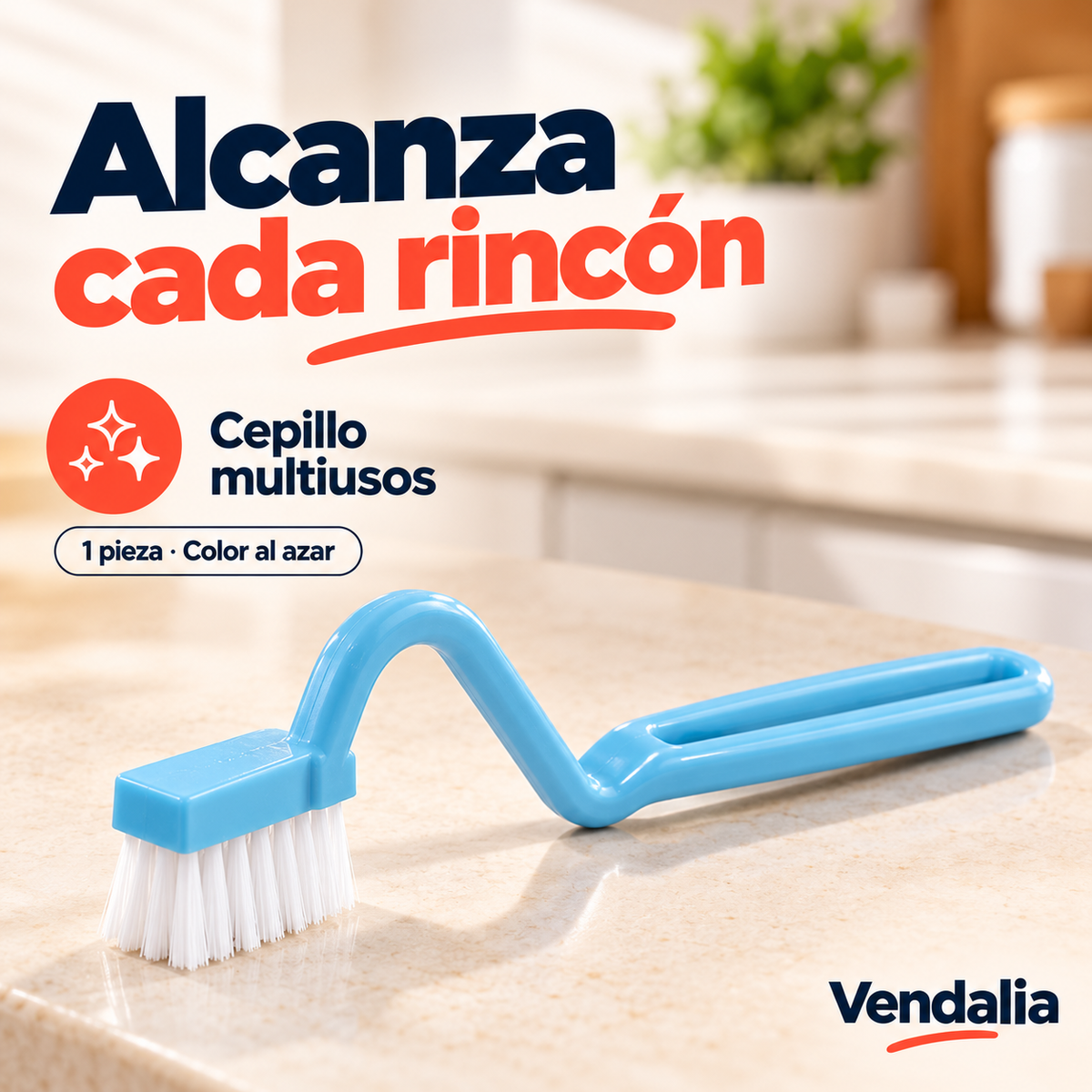 Cepillo multiusos azul; ejemplo de color enviado al azar.