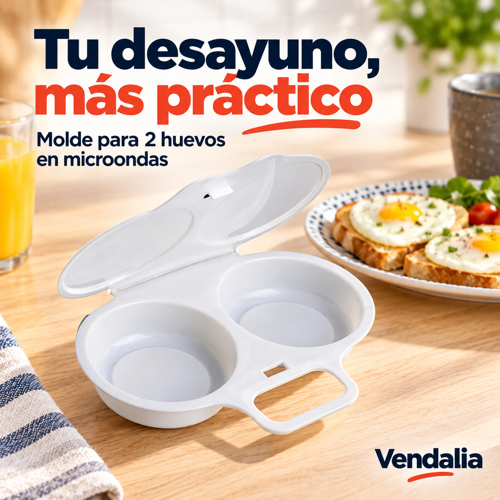 Molde blanco para preparar dos huevos en microondas — Vendalia