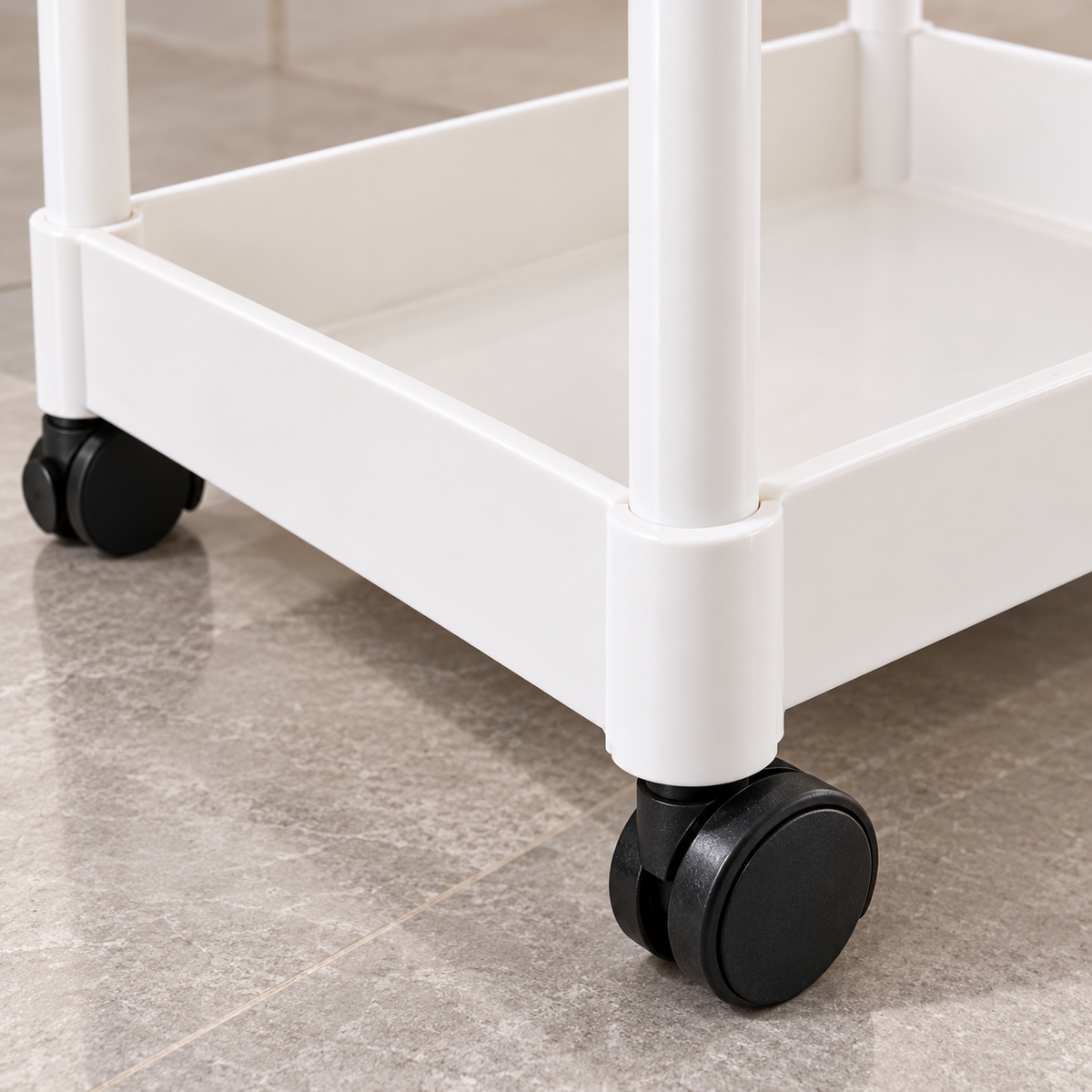 Carrito organizador blanco de cuatro niveles — detalle