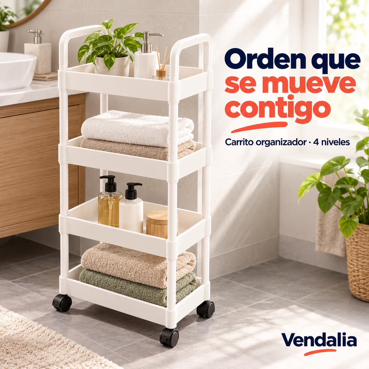 Carrito organizador blanco de cuatro niveles — portada Vendalia