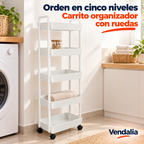 Carrito de almacenamiento plástico, 5 niveles, con ruedas · Portada Vendalia · SKU 52582