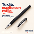 Vendalia — 52609 — plumas TEST 2 de tinta negra; muestra del paquete de 10 piezas