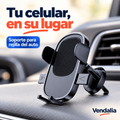 Soporte negro y gris para celular con clip para rejilla de automóvil.