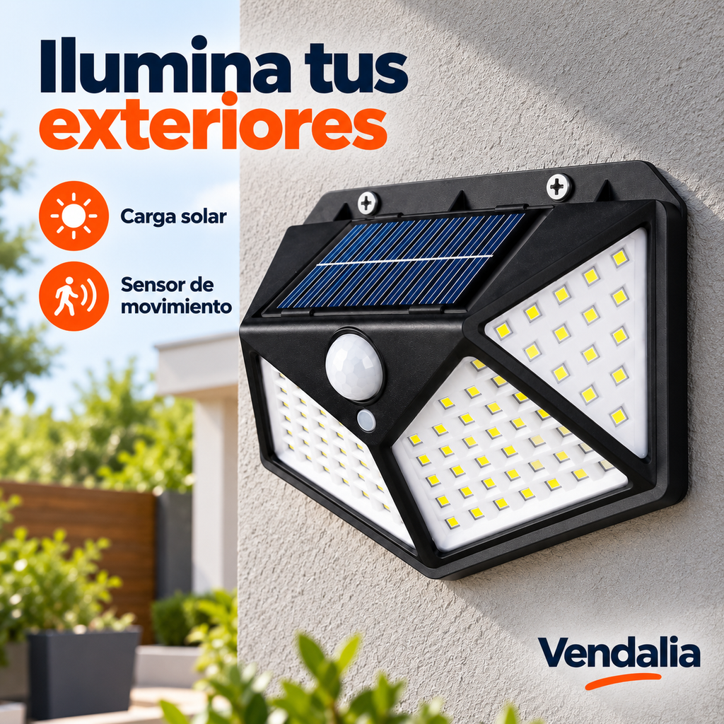 Lámpara solar negra con sensor de movimiento — Vendalia
