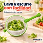 Centrífuga manual con colador verde y blanco — Vendalia