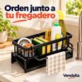 Organizador negro para fregadero con porta toalla · portada Vendalia