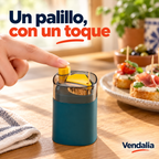 Dispensador de palillos verde oscuro con botón · portada Vendalia