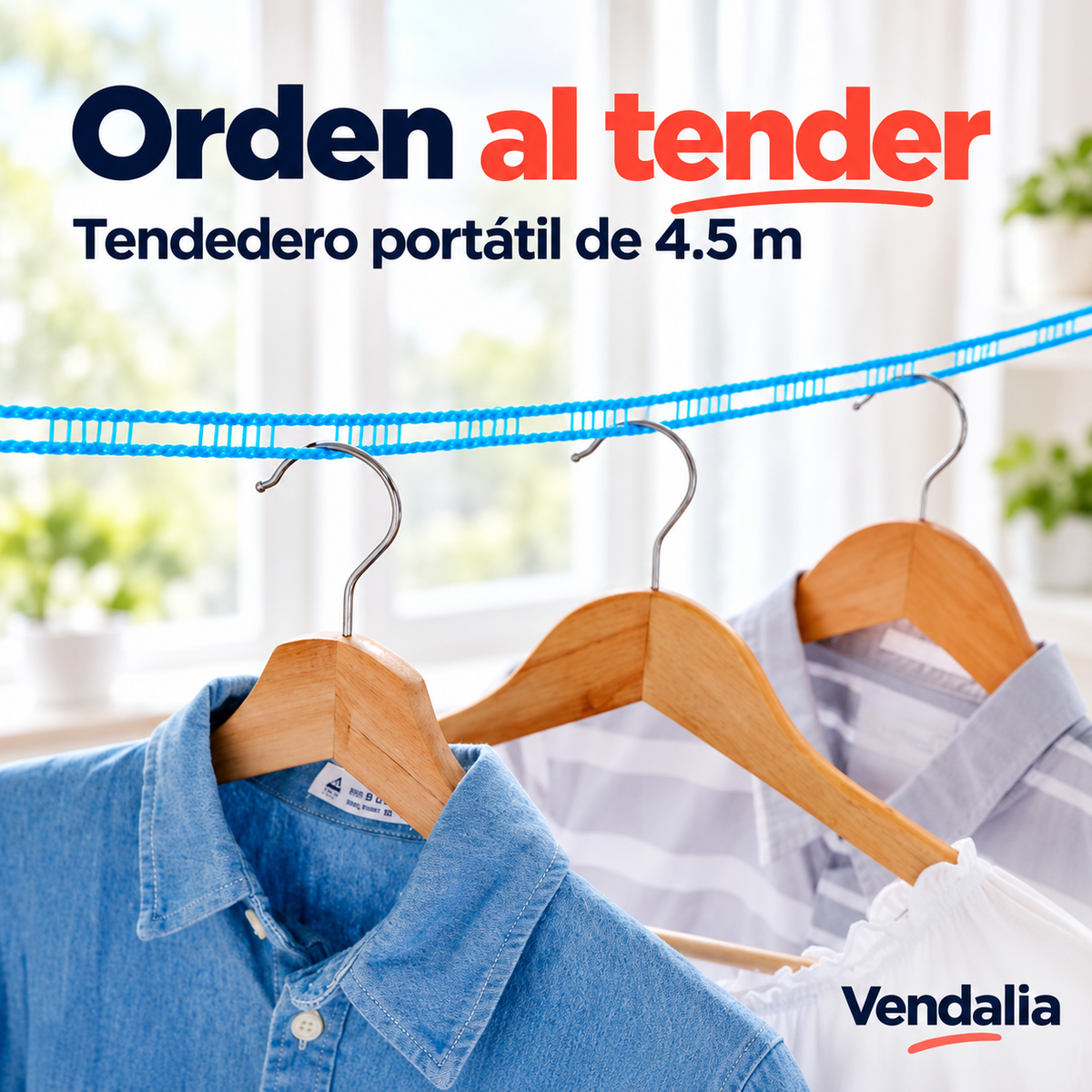 Tendedero antideslizante y resistente al viento · Portada Vendalia · SKU 52668