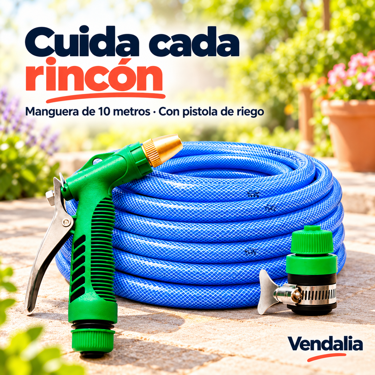 Portada Vendalia de Manguera Flexible con Pistola de Riego (10Mts)