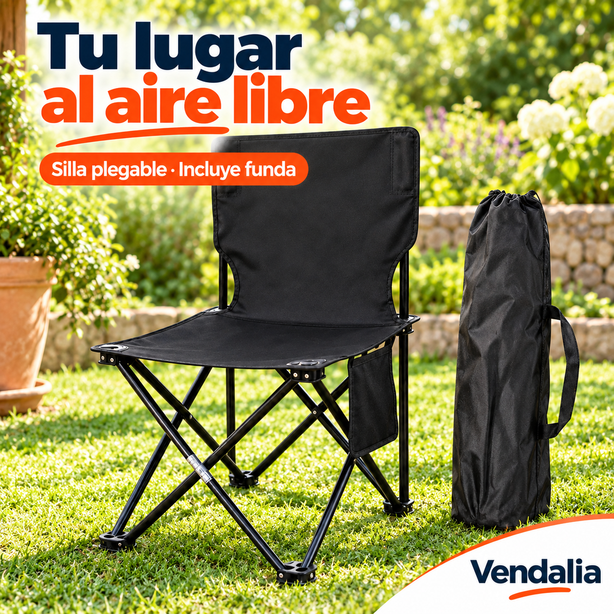 Portada Vendalia de Silla plegable portátil con funda