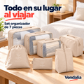 Set beige de siete bolsas organizadoras de viaje — portada Vendalia