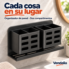 Organizador negro de pared con dos compartimentos — Vendalia