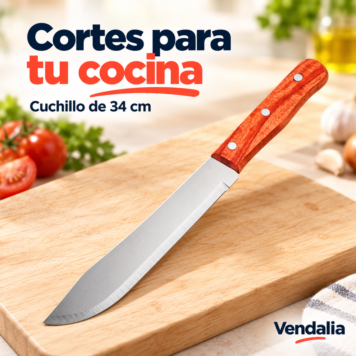 Cuchillo de 34 cm con mango de madera — Vendalia