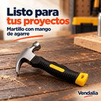Martillo con mango de agarre — portada Vendalia. Modelo amarillo de muestra; color al azar según disponibilidad.