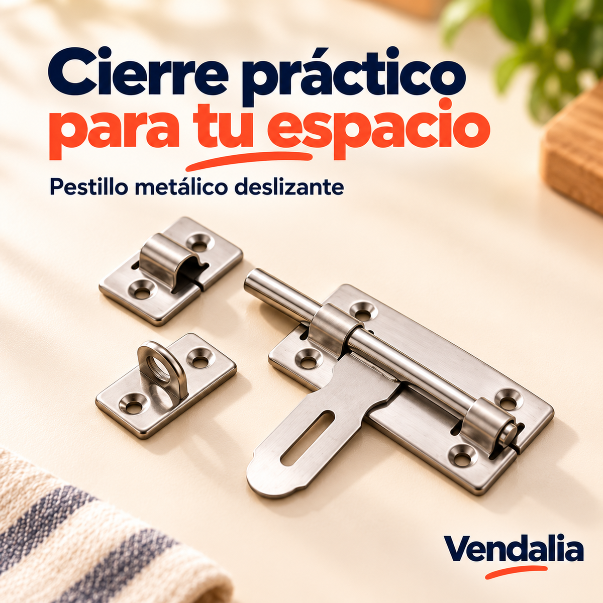 Pestillo metálico deslizante con placas — Vendalia