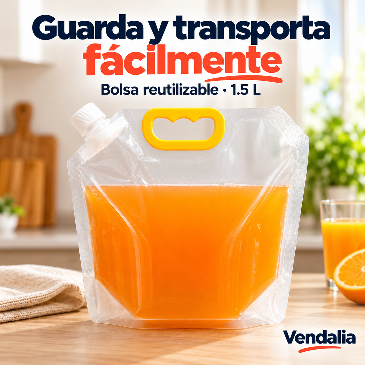Bolsa de almacenamiento con tapa de rosca y asa — Vendalia