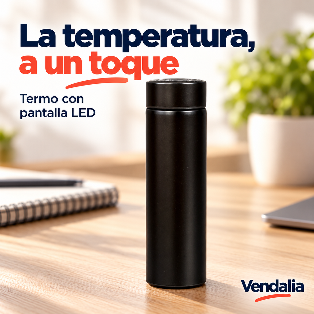 Termo negro con indicador de temperatura — Vendalia