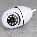 Detalle de la lente y luces de la cámara tipo foco WiFi.