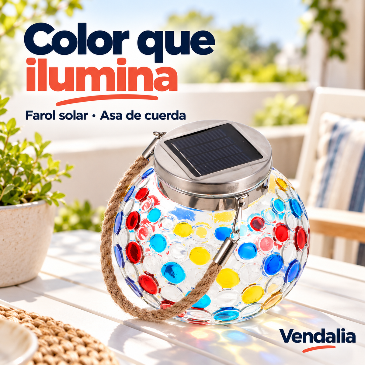 Portada Vendalia de Farol solar decorativo de vidrio
