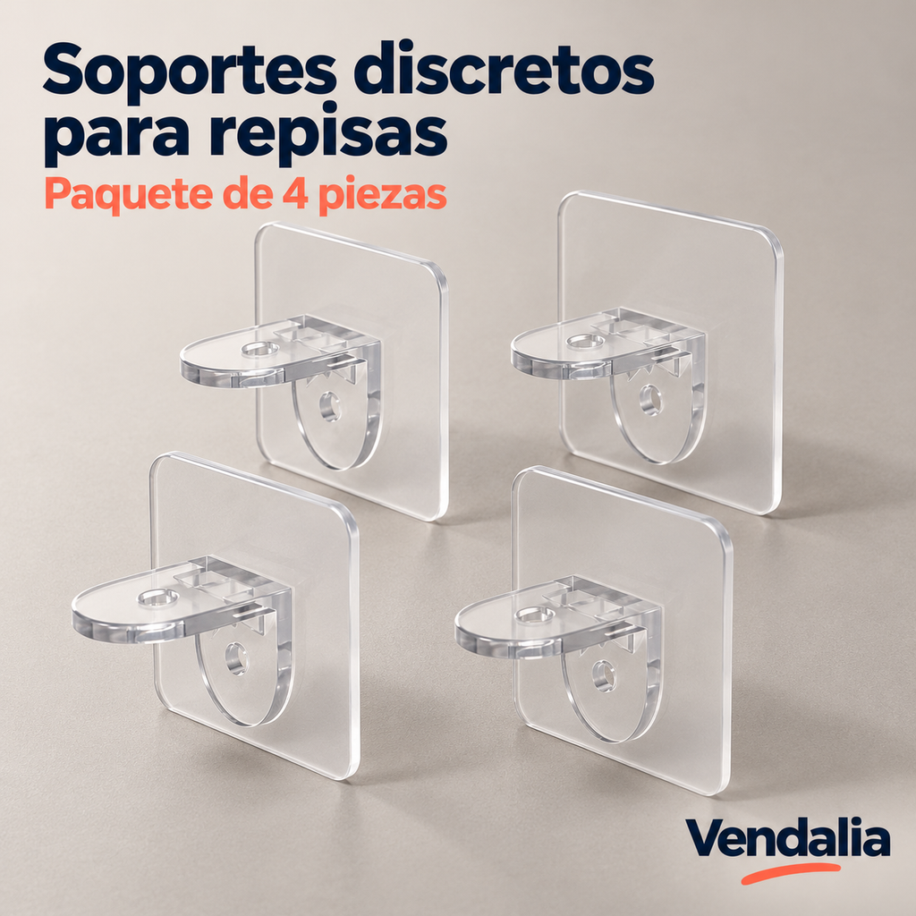 Soportes discretos para repisas — Vendalia. Paquete de 4 piezas