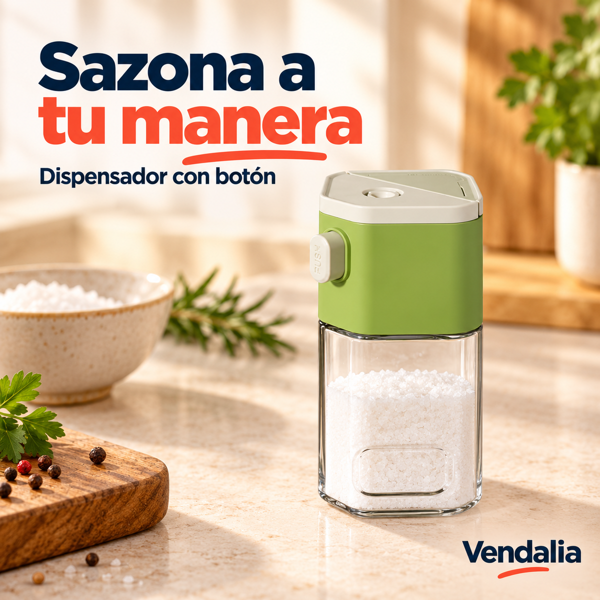 Dispensador de condimentos con botón dosificador — Vendalia