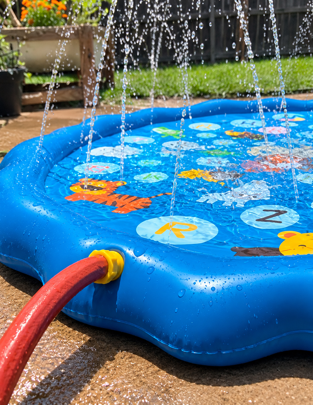 Detalle de Chapoteadero inflable con aspersores