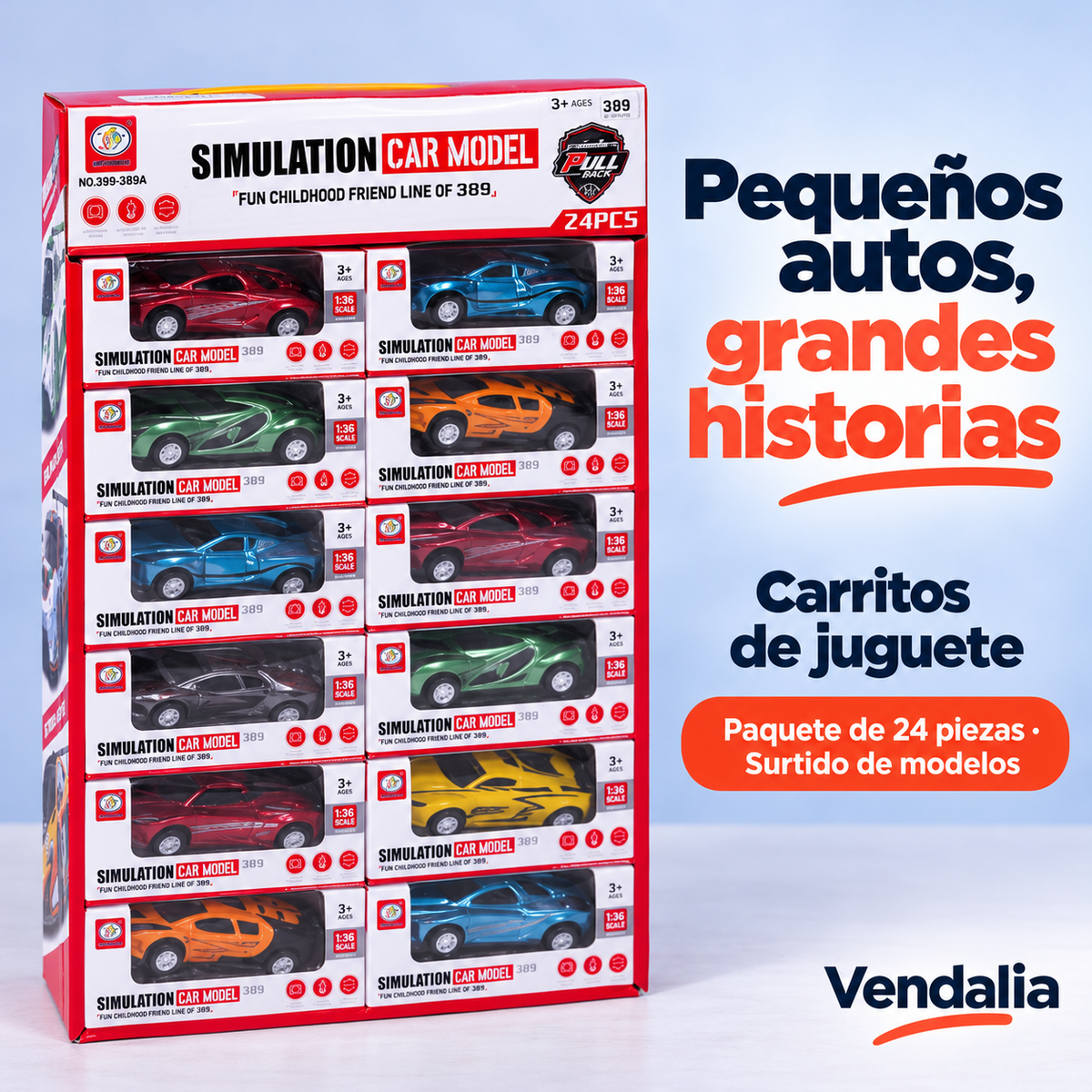 Portada Vendalia de Carritos de juguete, paquete de 24