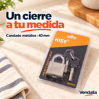 Candado metálico rectangular de 40 mm con llaves — Vendalia