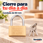 Candado de alta resistencia tipo latón con cuerpo de 60 mm de ancho · Portada Vendalia · SKU 53107