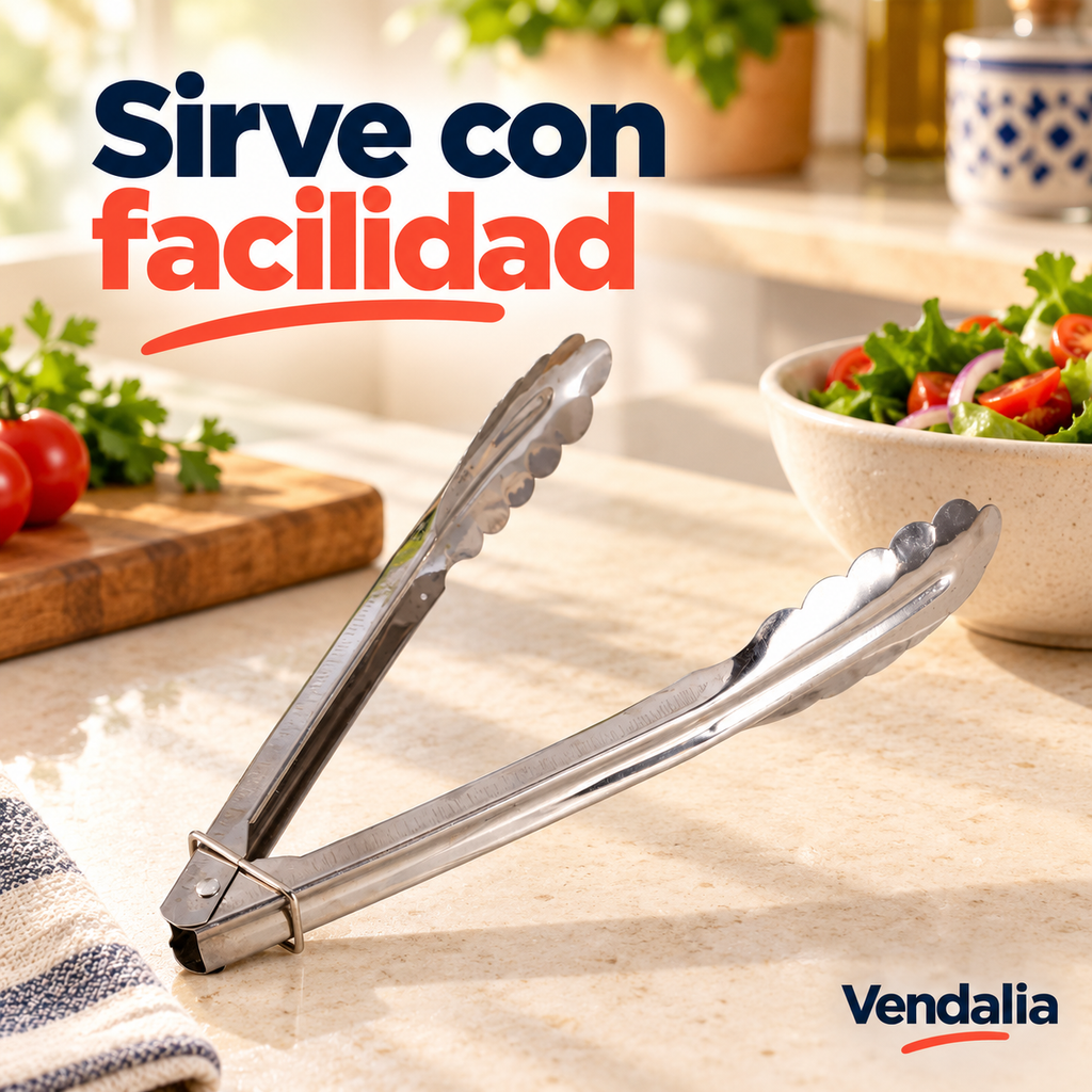 Pinzas de cocina de acero inoxidable de 29 cm · portada Vendalia