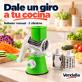 Rallador verde de manivela con tres cilindros intercambiables. Vendalia.
