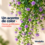 Colgante artificial de ramas verdes y pequeñas flores moradas — portada Vendalia