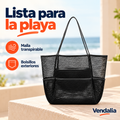 Bolsa de playa de malla negra — portada Vendalia — SKU 53143
