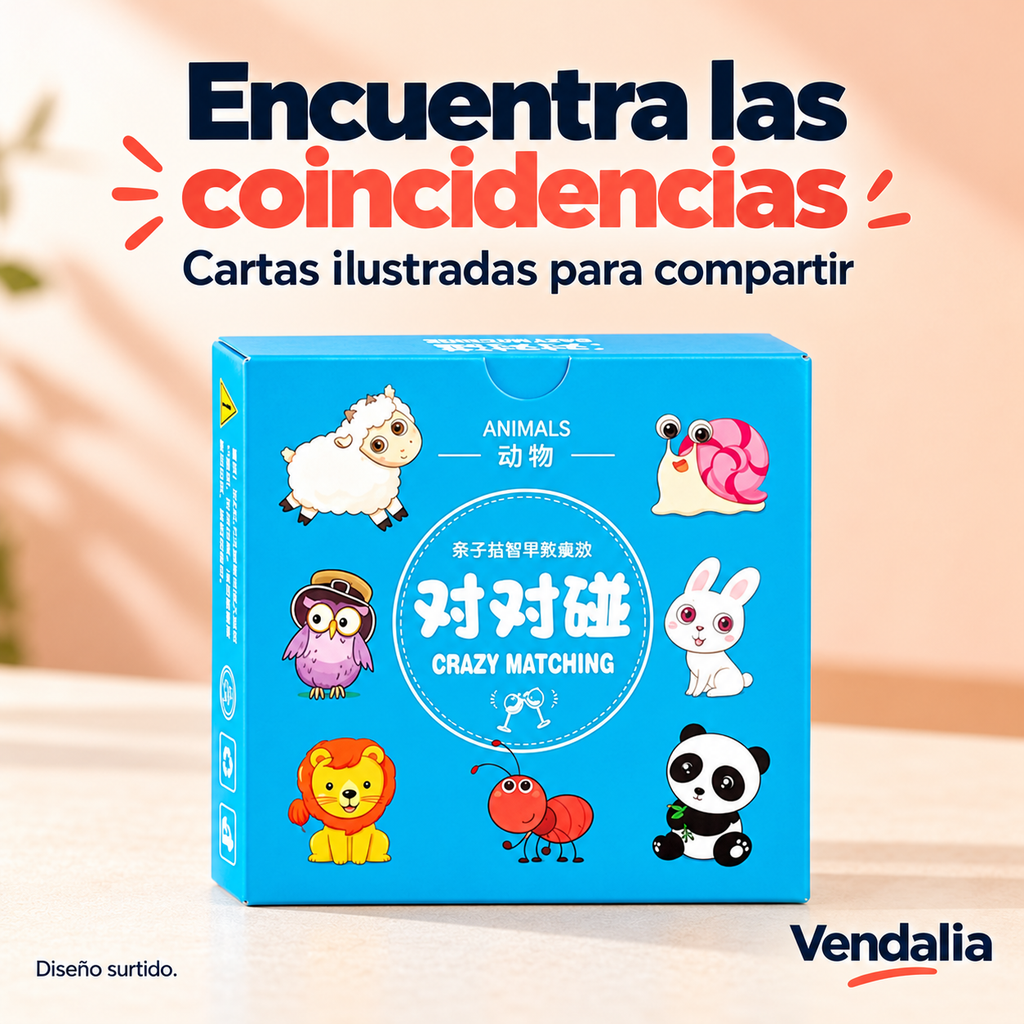 Portada de Vendalia: Encuentra las coincidencias. Diseño surtido, ejemplo de cartas.