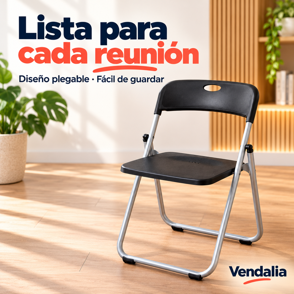 Portada Vendalia de Silla plegable de metal con asiento y respaldo de plástico