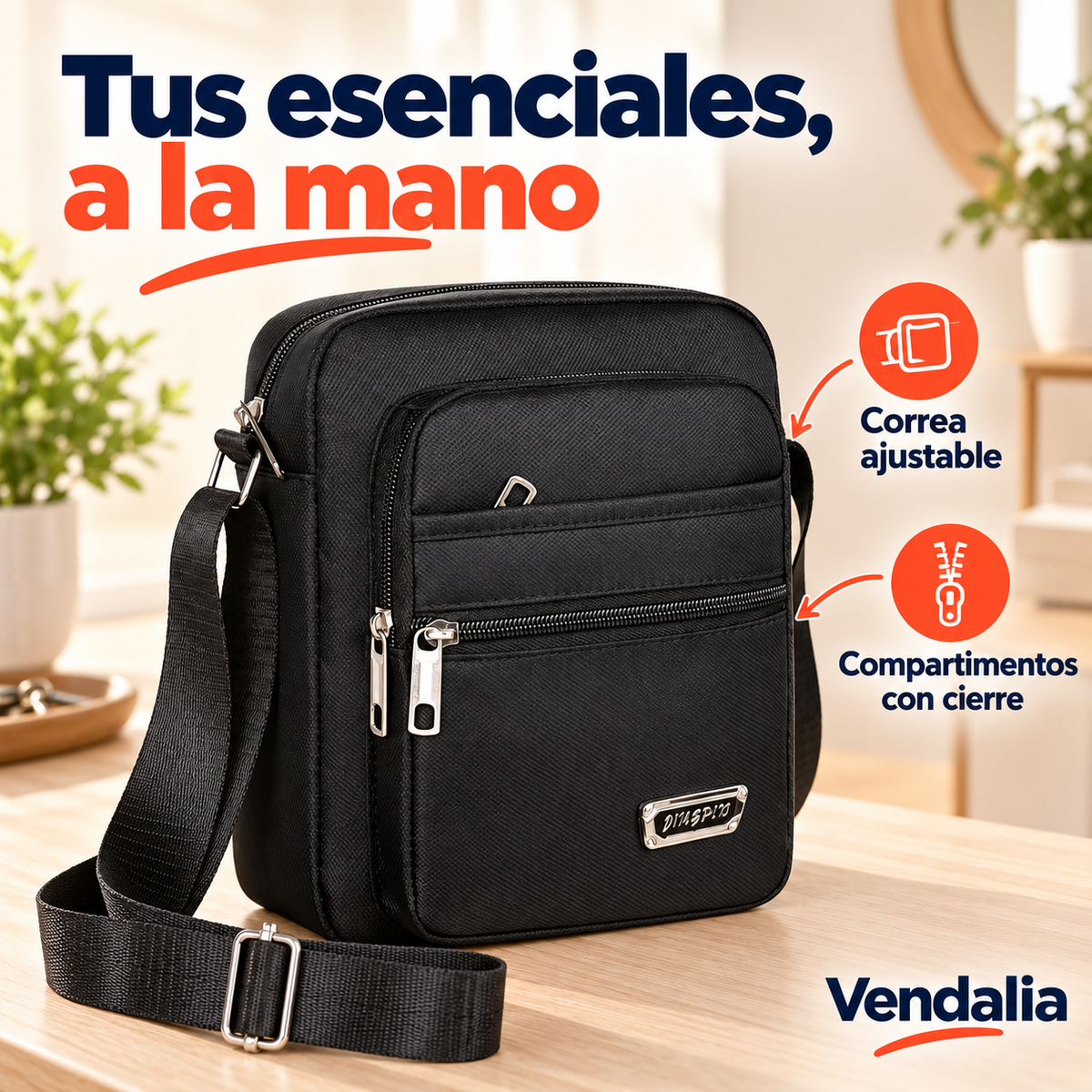 Bolso bandolera negro — portada Vendalia — SKU 53177