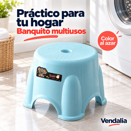 Banco plástico multiusos; color enviado al azar — portada Vendalia